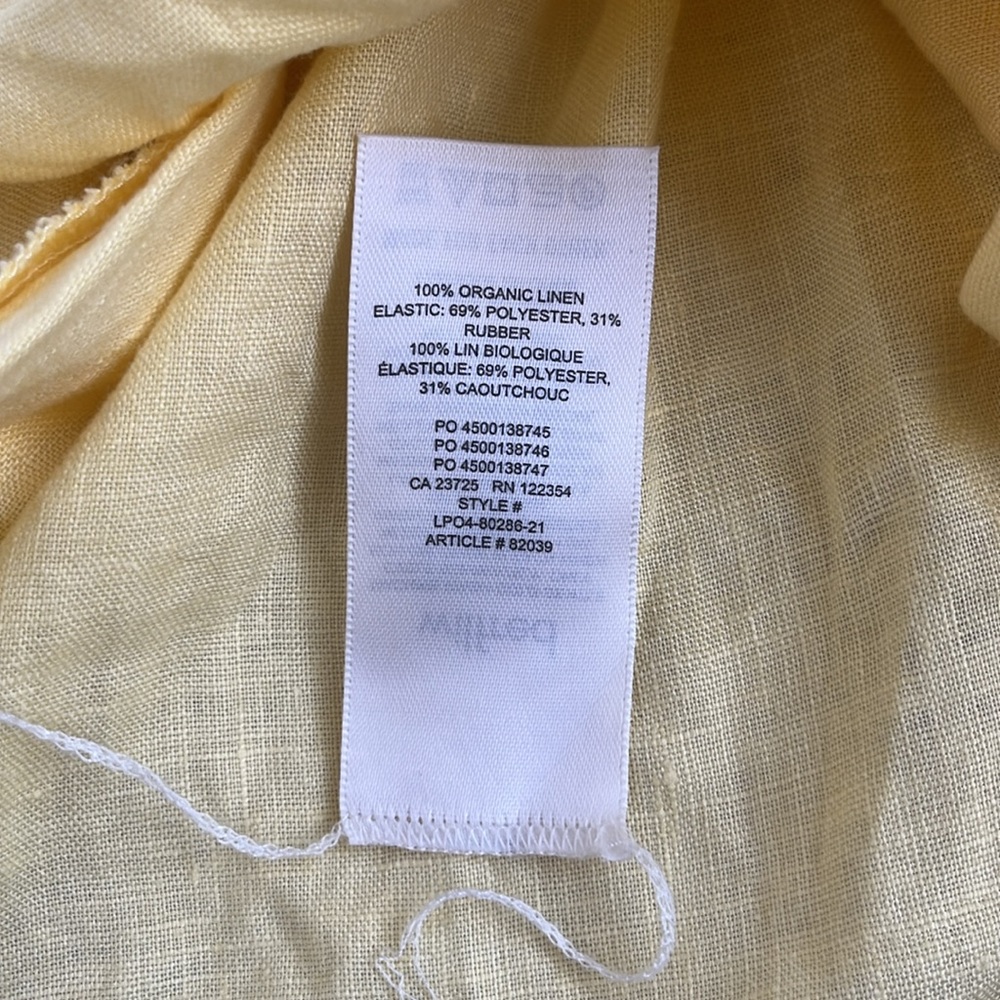 Aritzia Wilfred Tempest Linen Yellow Mini Dress Puff Sleeve XS Extra Small - Picture 7 of 7